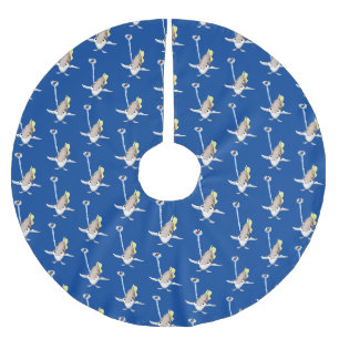 Niedliche Darstellung des Cartoon Archerfish Polyester Weihnachtsbaumdecke