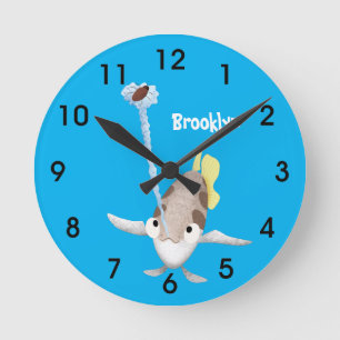 Niedliche Darstellung des Cartoon Archerfish Runde Wanduhr