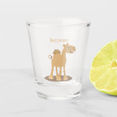 Niedliche Darstellung des Cartoon auf dem Kamel Schnapsglas (Vorderseite)