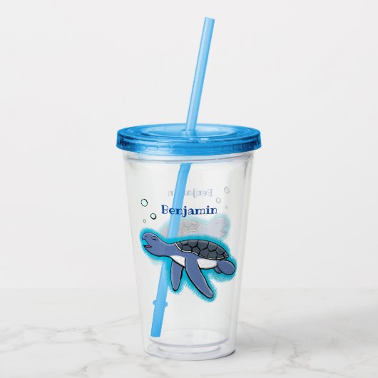 Niedliche Darstellung des Cartoon der Meeresschild Acryltrinkbecher (Rückseite)