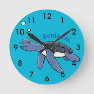 Niedliche Darstellung des Cartoon der Meeresschild Runde Wanduhr