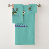 Niedliche Darstellung des Cartoon des glücklichen Badhandtuch Set (Insitu)