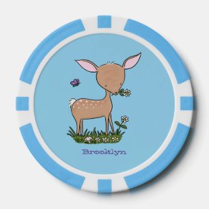 Niedliche Darstellung des Cartoon des glücklichen Pokerchips