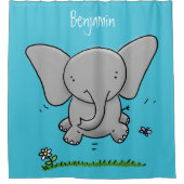 Niedliche Darstellung des Cartoon eines Babyelefon Duschvorhang (Vorderseite)