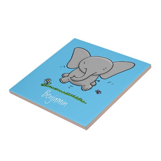 Niedliche Darstellung des Cartoon eines Babyelefon Fliese (Seite)