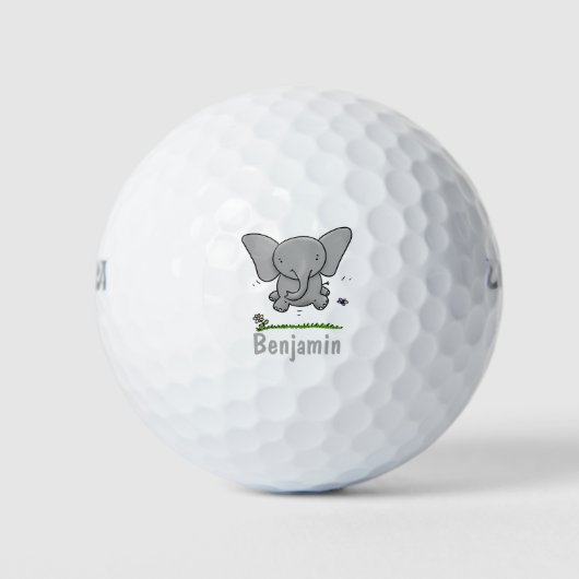 Niedliche Darstellung des Cartoon eines Babyelefon Golfball (Vorderseite)