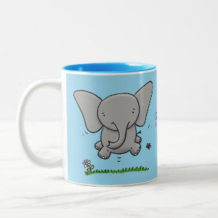 Niedliche Darstellung des Cartoon eines Babyelefon Zweifarbige Tasse