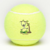 Niedliche Darstellung des Cartoon "glücklicher gib Tennisbälle (Rückseite)