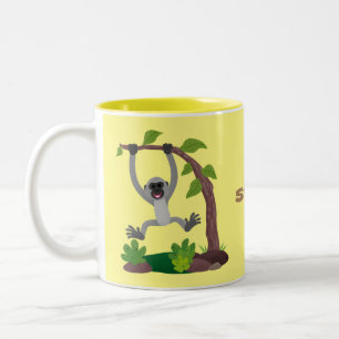 Niedliche Darstellung des Cartoon "glücklicher gib Zweifarbige Tasse