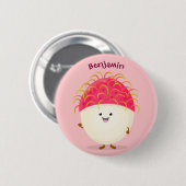 Niedliche Darstellung des Cartoon in Rosa Button (Vorne & Hinten)