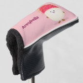 Niedliche Darstellung des Cartoon in Rosa Golf Headcover (3/4 Vorderseite)