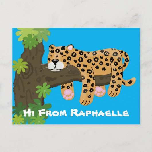 Niedliche Darstellung des Cartoon Leopard Postkarte (Vorderseite)
