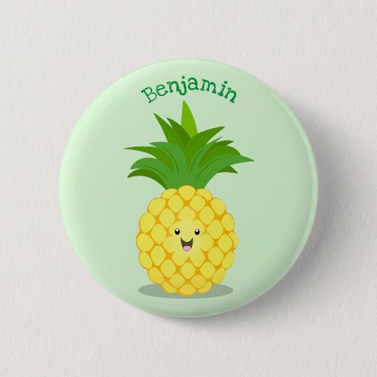 Niedliche Darstellung des Cartoon von Ananas Button (Vorderseite)