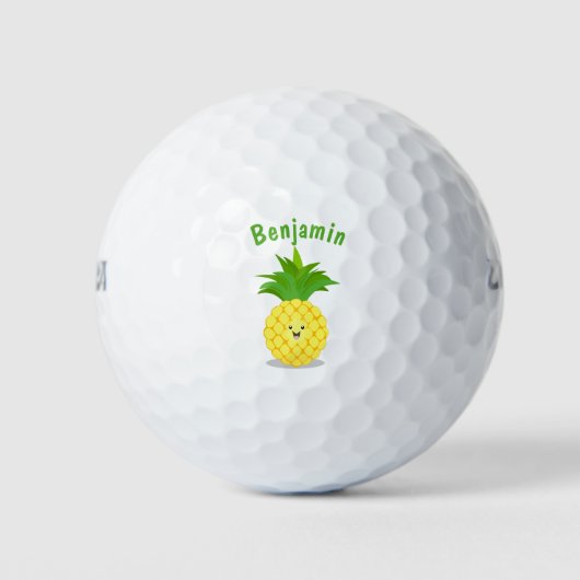 Niedliche Darstellung des Cartoon von Ananas Golfball (Vorderseite)