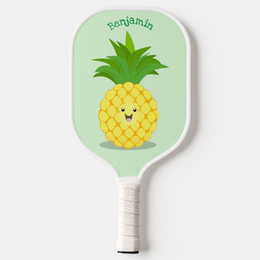 Niedliche Darstellung des Cartoon von Ananas Pickleball Schläger (Rückseite)