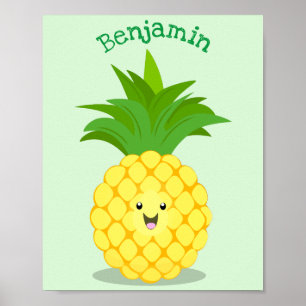 Niedliche Darstellung des Cartoon von Ananas Poster