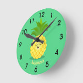 Niedliche Darstellung des Cartoon von Ananas Runde Wanduhr (Winkel)