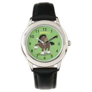 Niedliche Darstellung des Cartoon von Clydesdale Armbanduhr