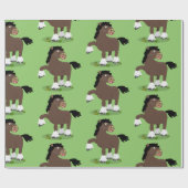 Niedliche Darstellung des Cartoon von Clydesdale Geschenkpapier (Flach)