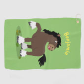 Niedliche Darstellung des Cartoon von Clydesdale Golfhandtuch (Horizontal)