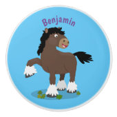 Niedliche Darstellung des Cartoon von Clydesdale Keramikknauf (Vorderseite)