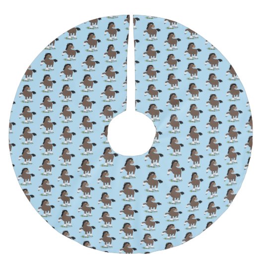 Niedliche Darstellung des Cartoon von Clydesdale Polyester Weihnachtsbaumdecke (Vorderseite)