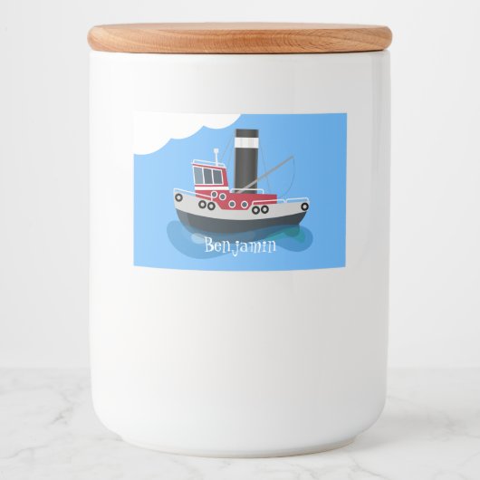 Niedliche Darstellung des Cartoon von Schleppnetze Lebensmitteletikett (Vorderseite)