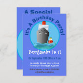 Niedliche Darstellung des Cartoon von Schleppschif Einladung (Vorne/Hinten)