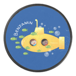 Niedliche Darstellung des Cartoon von Unterseefisc Eishockey Puck