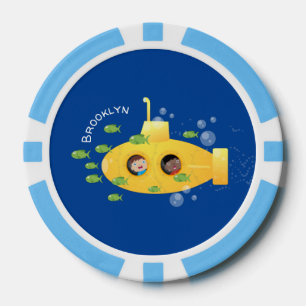 Niedliche Darstellung des Cartoon von Unterseefisc Pokerchips