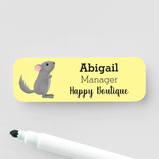 Niedliche Darstellung des Chinchilla-Cartoon Namensschild (Beispiel)