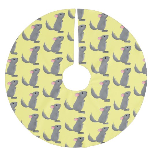 Niedliche Darstellung des Chinchilla-Cartoon Polyester Weihnachtsbaumdecke (Vorderseite)