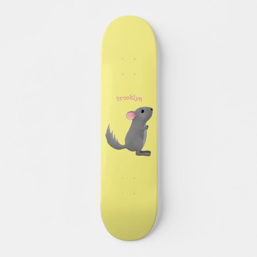 Niedliche Darstellung des Chinchilla-Cartoon Skateboard (Vorne)