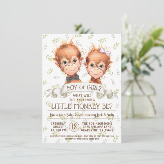 Niedliche Darstellung des Geschlechts bei Affen Einladung (Stehend Vorderseite)