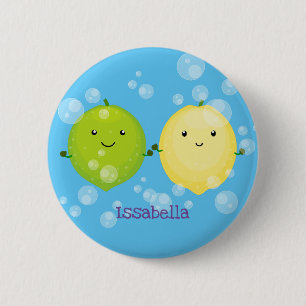 Niedliche Darstellung des Limonen Cartoon Button