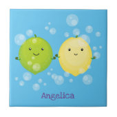 Niedliche Darstellung des Limonen Cartoon Fliese (Vorderseite)