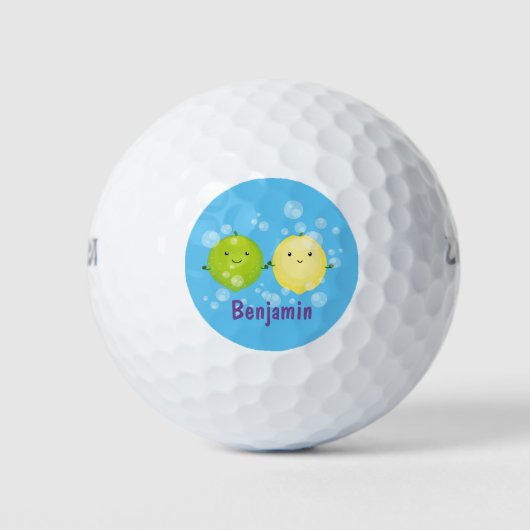Niedliche Darstellung des Limonen Cartoon Golfball (Vorderseite)