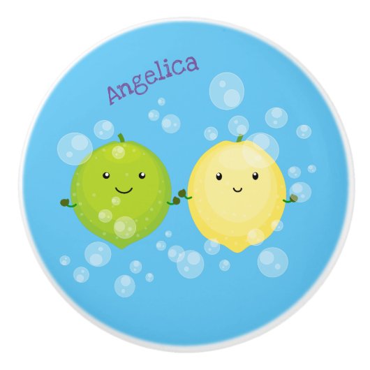 Niedliche Darstellung des Limonen Cartoon Keramikknauf (Vorderseite)