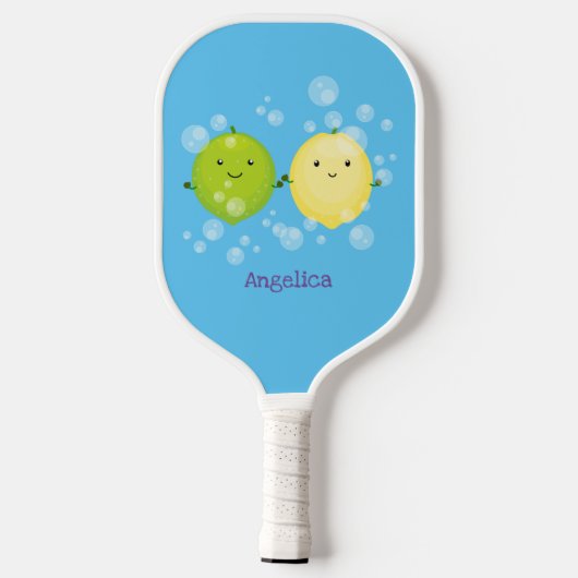 Niedliche Darstellung des Limonen Cartoon Pickleball Schläger (Rückseite)