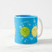 Niedliche Darstellung des Limonen Cartoon Zweifarbige Tasse (VorderseiteRechts)