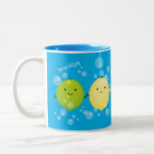 Niedliche Darstellung des Limonen Cartoon Zweifarbige Tasse (Links)