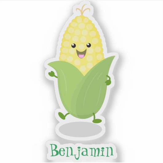 Niedliche Darstellung des Mais-Cartoon Aufkleber (Vorderseite)