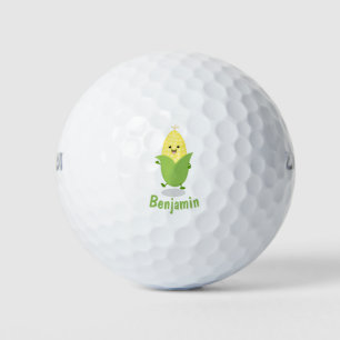 Niedliche Darstellung des Mais-Cartoon Golfball