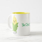 Niedliche Darstellung des Maiskolben-Cartoon Zweifarbige Tasse (Vorderseite Links)