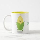 Niedliche Darstellung des Maiskolben-Cartoon Zweifarbige Tasse (Links)