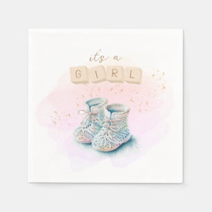 Niedliche Darstellung des weiblichen Babyschuhgesc Serviette