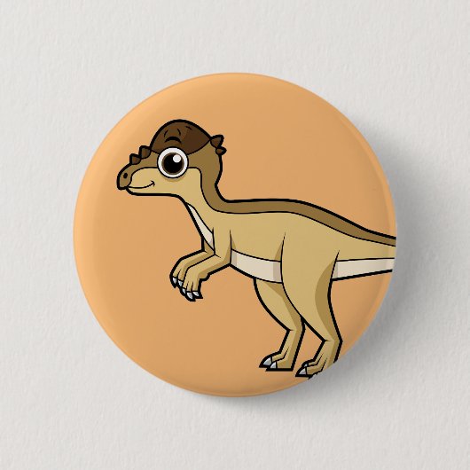 Niedliche Darstellung eines Pachycephalosaurus-Din Button (Vorderseite)