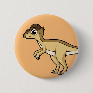 Niedliche Darstellung eines Pachycephalosaurus-Din Button