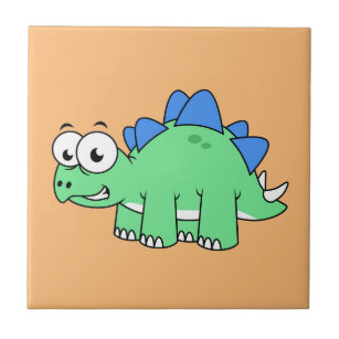 Niedliche Darstellung eines Stegosaurus. 2 Fliese
