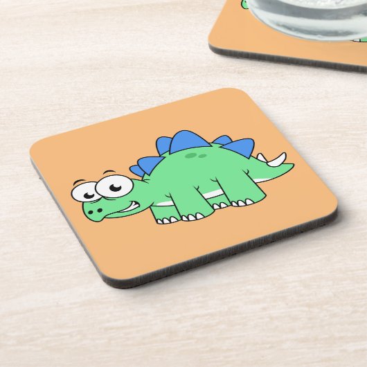 Niedliche Darstellung eines Stegosaurus. 2 Getränkeuntersetzer (Linke Seite)